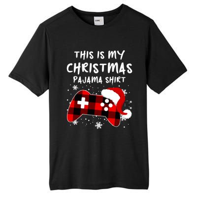 Buffalo Plaid Video Game Santa This Is My Christmas Pajama Cool Gift Tall Fusion ChromaSoft Performance T-Shirt