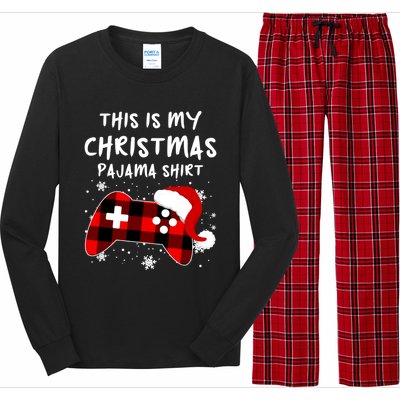 Buffalo Plaid Video Game Santa This Is My Christmas Pajama Cool Gift Long Sleeve Pajama Set