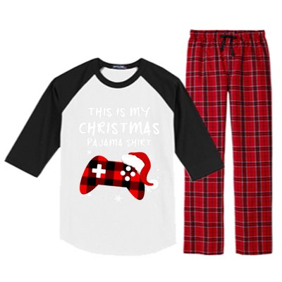 Buffalo Plaid Video Game Santa This Is My Christmas Pajama Cool Gift Raglan Sleeve Pajama Set