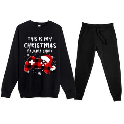 Buffalo Plaid Video Game Santa This Is My Christmas Pajama Cool Gift Premium Crewneck Sweatsuit Set