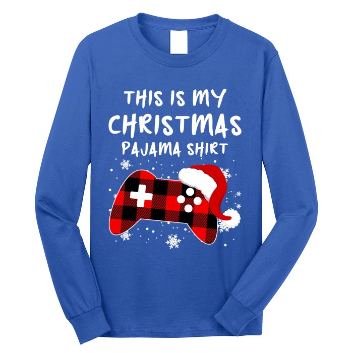 Buffalo Plaid Video Game Santa This Is My Christmas Pajama Cool Gift Long Sleeve Shirt