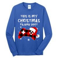 Buffalo Plaid Video Game Santa This Is My Christmas Pajama Cool Gift Tall Long Sleeve T-Shirt