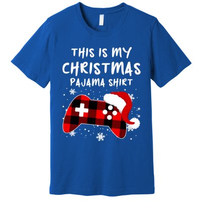 Buffalo Plaid Video Game Santa This Is My Christmas Pajama Cool Gift Premium T-Shirt