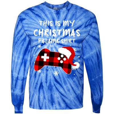 Buffalo Plaid Video Game Santa This Is My Christmas Pajama Cool Gift Tie-Dye Long Sleeve Shirt