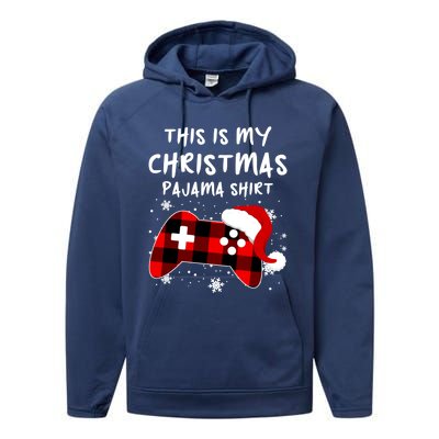 Buffalo Plaid Video Game Santa This Is My Christmas Pajama Cool Gift Performance Fleece Hoodie