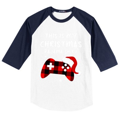 Buffalo Plaid Video Game Santa This Is My Christmas Pajama Cool Gift Baseball Sleeve Shirt