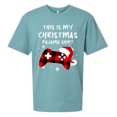 Buffalo Plaid Video Game Santa This Is My Christmas Pajama Cool Gift Sueded Cloud Jersey T-Shirt