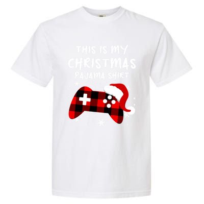 Buffalo Plaid Video Game Santa This Is My Christmas Pajama Cool Gift Garment-Dyed Heavyweight T-Shirt