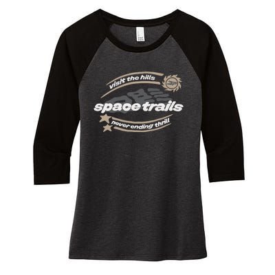 Broken Planet Visit The Hills Space Trails Never Ending Thrill Women's Tri-Blend 3/4-Sleeve Raglan Shirt