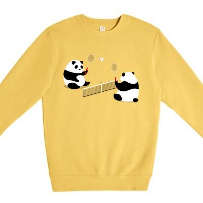 Badminton Panda Volley Gift Premium Crewneck Sweatshirt