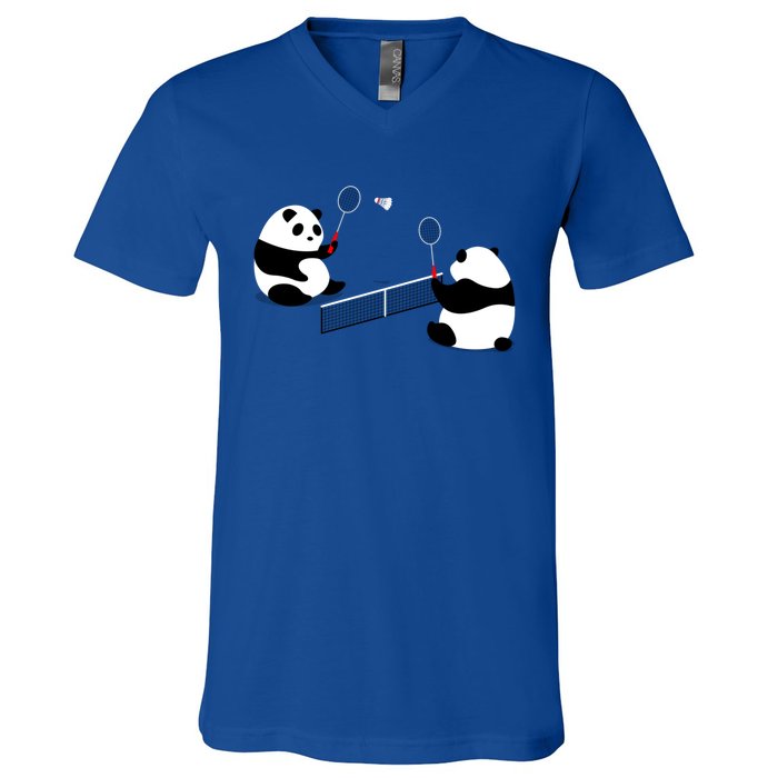 Badminton Panda Volley Gift V-Neck T-Shirt