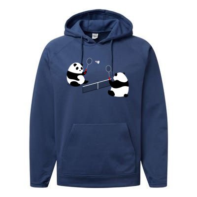 Badminton Panda Volley Gift Performance Fleece Hoodie