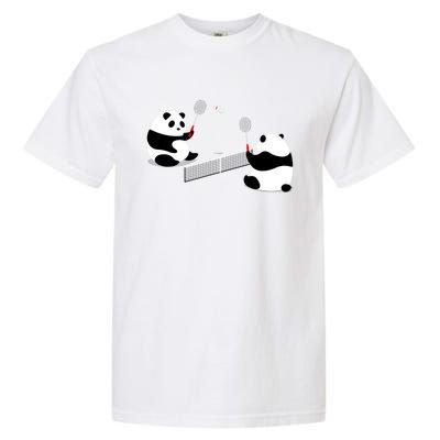 Badminton Panda Volley Gift Garment-Dyed Heavyweight T-Shirt