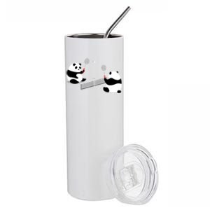 Badminton Panda Volley Gift Stainless Steel Tumbler