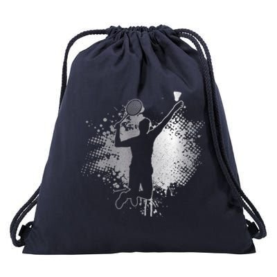 Badminton Player Vintage Badminton Great Gift Drawstring Bag