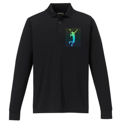 Badminton Player Vintage Badminton Meaningful Gift Performance Long Sleeve Polo