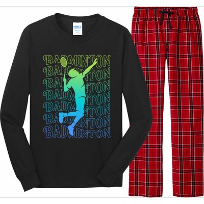 Badminton Player Vintage Badminton Meaningful Gift Long Sleeve Pajama Set