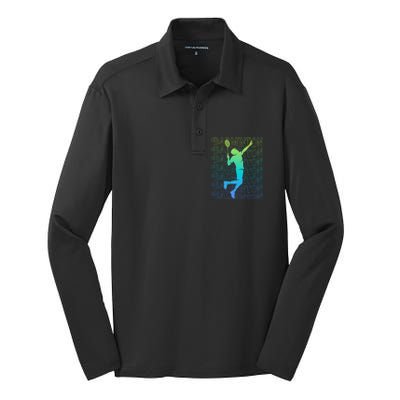 Badminton Player Vintage Badminton Meaningful Gift Silk Touch Performance Long Sleeve Polo