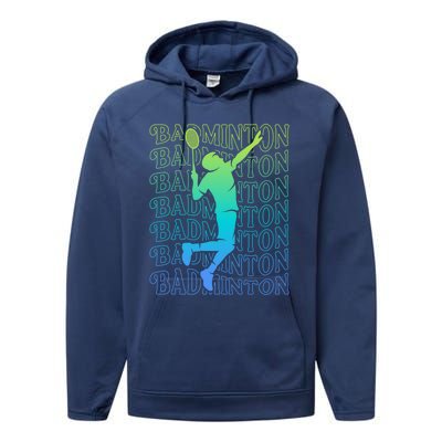 Badminton Player Vintage Badminton Meaningful Gift Performance Fleece Hoodie