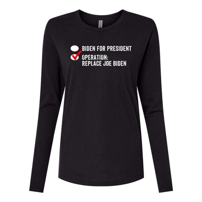 Ballot Paper Voting Replace Biden Replace Joe Biden Protrump Political Apparel Womens Cotton Relaxed Long Sleeve T-Shirt