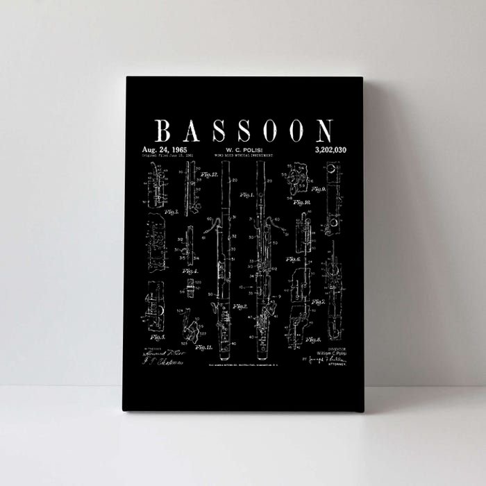 Bassoon Player Vintage Patent Bassoonist Drawing Print Canvas