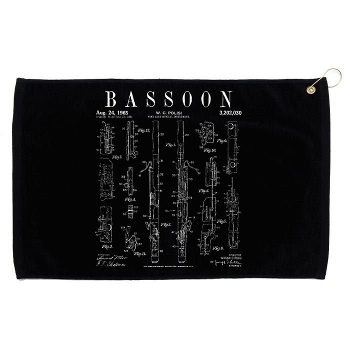 Bassoon Player Vintage Patent Bassoonist Drawing Print Grommeted Golf Towel