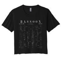 Bassoon Player Vintage Patent Bassoonist Drawing Print Women's Crop Top Tee