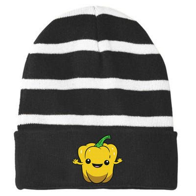 Bell Pepper Vegetable Love Bell Peppers Striped Beanie with Solid Band