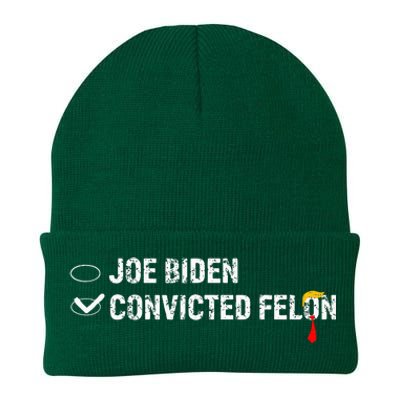 Ballot Paper Voting Humor Funny Convicted Felon Vs Joe Biden Knit Cap Winter Beanie