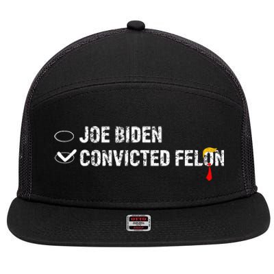 Ballot Paper Voting Humor Funny Convicted Felon Vs Joe Biden 7 Panel Mesh Trucker Snapback Hat