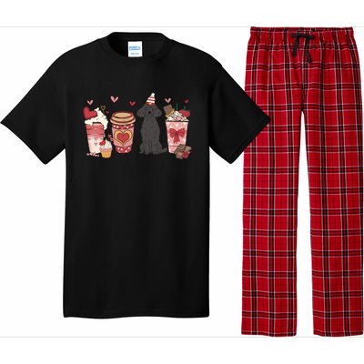 Black Poodle Valentines Day Dog Mom Coffee Lovers Gift Pajama Set