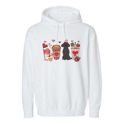 Black Poodle Valentines Day Dog Mom Coffee Lovers Gift Garment-Dyed Fleece Hoodie