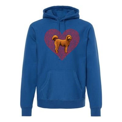 Brown Poodle Valentines Day Dog Love Fingerprint Gift Premium Hoodie