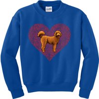 Brown Poodle Valentines Day Dog Love Fingerprint Gift Kids Sweatshirt