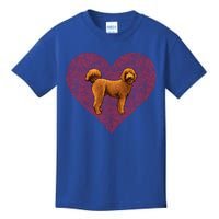 Brown Poodle Valentines Day Dog Love Fingerprint Gift Kids T-Shirt