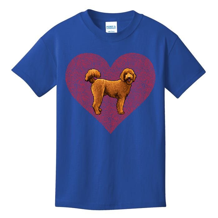 Brown Poodle Valentines Day Dog Love Fingerprint Gift Kids T-Shirt