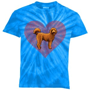 Brown Poodle Valentines Day Dog Love Fingerprint Gift Kids Tie-Dye T-Shirt