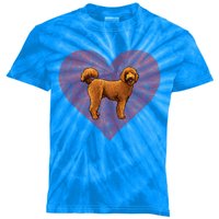 Brown Poodle Valentines Day Dog Love Fingerprint Gift Kids Tie-Dye T-Shirt