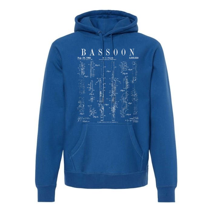 Bassoon Player Vintage Patent Bassoonist Drawing Print Premium Hoodie