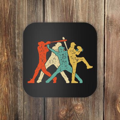 Baseball player Vintage Catcher Pitcher Batter Coaster