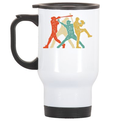 Baseball player Vintage Catcher Pitcher Batter Stainless Steel Travel Mug