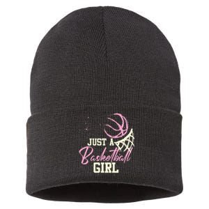 Basketball Player Women Just A Basketball Girl Basketball Sustainable Knit Beanie