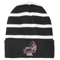 Basketball Player Women Just A Basketball Girl Basketball Striped Beanie with Solid Band