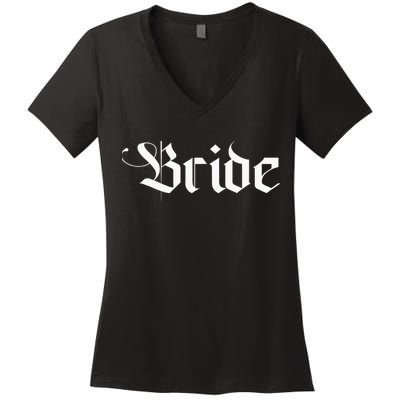 Bachelorette Party Wedding Honeymoon New Goth Bride Women's V-Neck T-Shirt