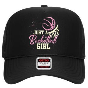 Basketball Player Women Just A Basketball Girl Basketball High Crown Mesh Back Trucker Hat