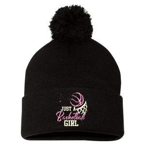 Basketball Player Women Just A Basketball Girl Basketball Pom Pom 12in Knit Beanie