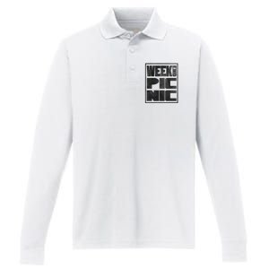 Block Picnic White Funny Camping Group Performance Long Sleeve Polo