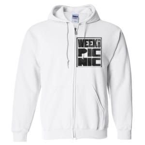 Block Picnic White Funny Camping Group Full Zip Hoodie