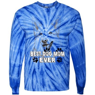 Best Pembroke Welsh Dog Mom Ever Simple Line Art Cute Great Gift Tie-Dye Long Sleeve Shirt