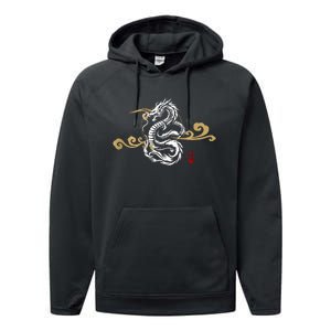 Back Print White Dragon Japanese Culture Good Luck Auspicious Performance Fleece Hoodie